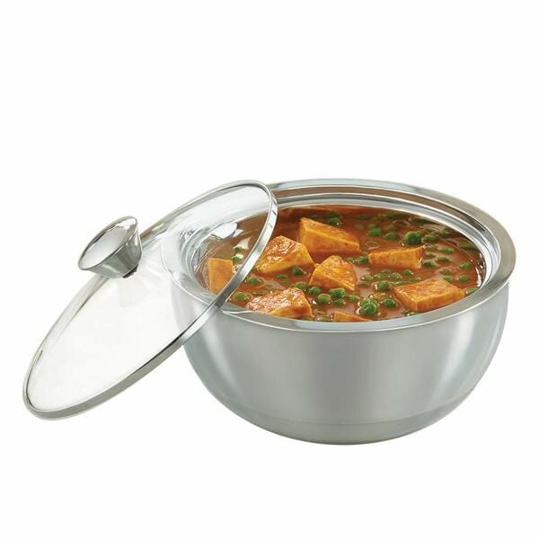 Buy Borosil Insulated Curry Server 1.5L | Stainless Steel Hot & Cold Serving Bowl | Durable Double-Wall Casserole – Silver on EMI