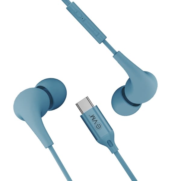 Buy EVM EVM-HF-01 Wired Earphone with Type-C Jack, HD Microphone and Tangle-free Cable Wired (Blue, In the Ear) on EMI