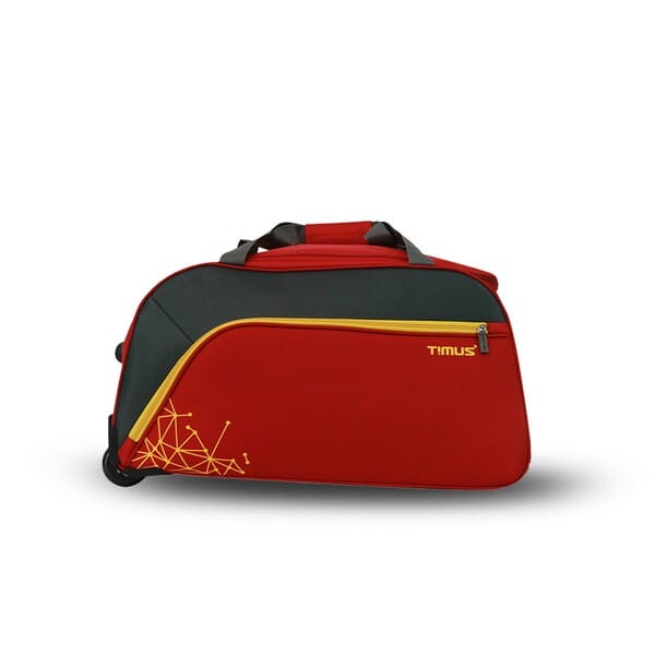 Buy Timus Dynamite 65 cm Wheeled Check-in Duffle for Men & Women | Water-Resistant & Durable Polyester Trolley Bag  (Red) on EMI