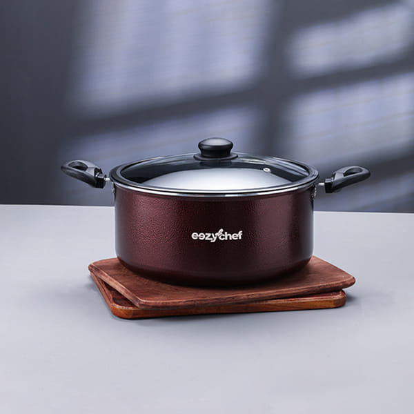 Buy Eezychef Royal Non-Stick Biryani Pot 8L with Glass Lid | Heavy Aluminium | Brown on EMI