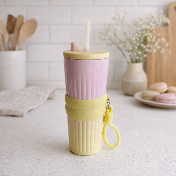 Buy AJS Compact & amp; Stylish Vacuum Bottle D10-13 with Straw and Leak-Proof Lid on EMI