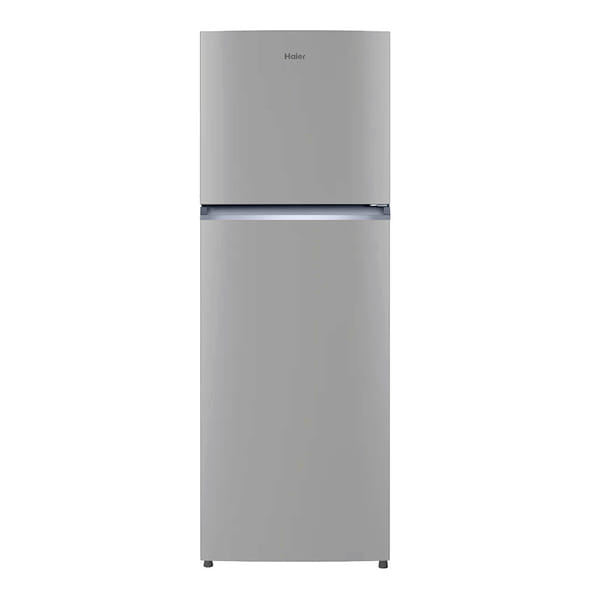 Buy Haier 240L 2 Star Frost Free Double Door Refrigerator – Turbo Icing, Stabilizer-Free, Toughened Glass Shelves (HRF-2902IEBS, Brushline Silver) on EMI