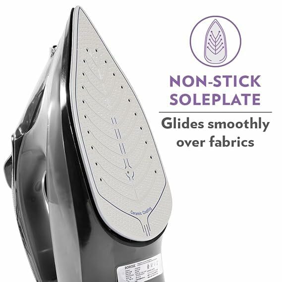 Buy Borosil 2000W NightGlide Steam Iron | BIS Approved Made in India | Ceramic Soleplate, Vertical & Horizontal Steam Busting, Self Cleaning Function | For Dry & Steam Ironing | 2 Years Warranty on EMI