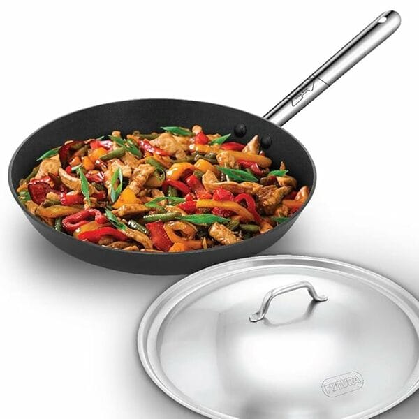 Buy Hawkins Futura 29 cm Induction Non Stick Fry Pan with Stainless Steel Handle and Stainless Steel Lid, Big Frying Pan, Black (INFS29S) on EMI