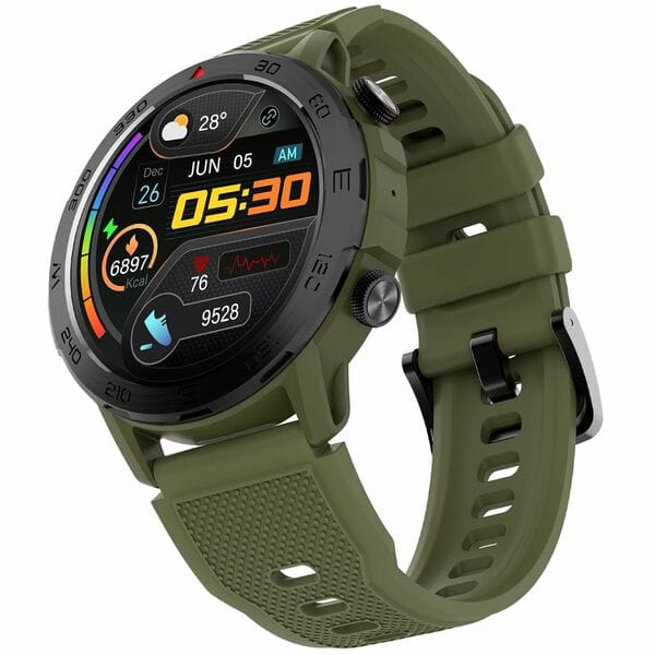 Buy beatXP Duke Rugged 1.43” Round Super AMOLED Bluetooth Calling Smart Watch, Functional Crown, 466*466px, 60Hz refresh rate, AI Voice Assistance, 100+ Sports Modes, 24/7 Health Monitoring (Army Green) on EMI