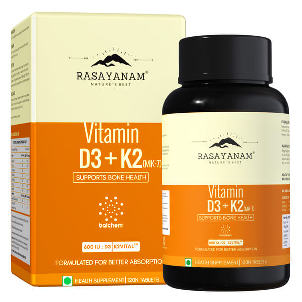 Buy Rasayanam Vegan Vitamin D3 K2 (MK-7) | Bone Strength & Heart Health | Immunity | Pack of 1 on EMI