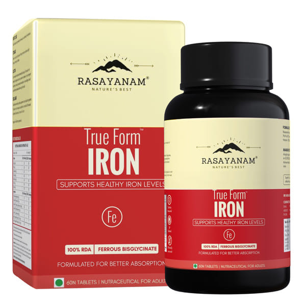 Buy Rasayanam Iron Supplement | Ferrous Bisglycinate 4X Absorption | Hemoglobin & Energy | Pack of 1 on EMI