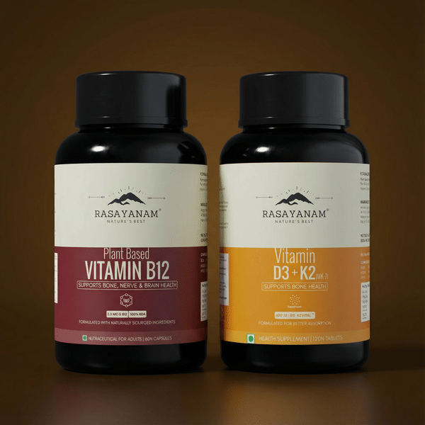 Buy Rasayanam Vitamin B12 and Vitamin D3+K2 Combo For Deficiency Support on EMI