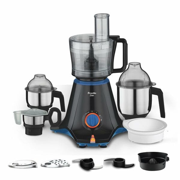 Buy Preethi Zion Mg-227 Mixer Grinder 750 Watt Black, 4 Jars - Master Chef Food Processor Jar And Flexi Lid, Vega W5 Motor With 2Yr Guarantee & Lifelong Free Service on EMI