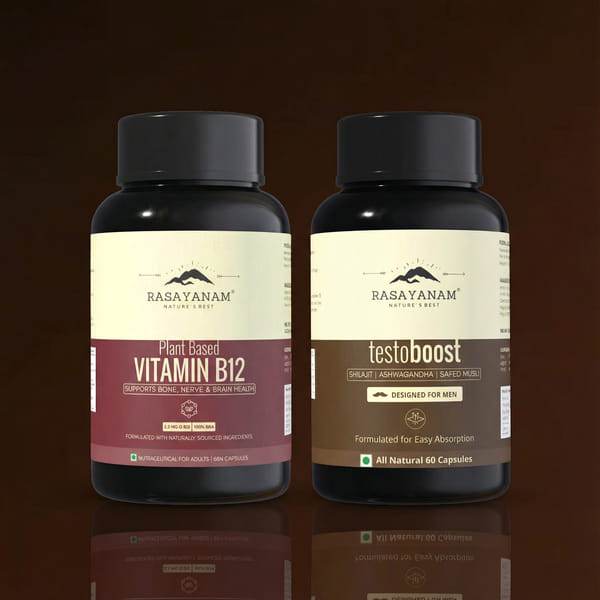 Buy Rasayanam Plant-Based Vitamin B12 and Testoboost Combo for Energy & Stamina on EMI