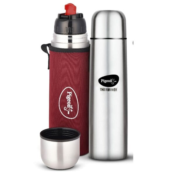 Pigeon by Stovekraft Luxe Thermos Stainless Steel Sipper Flask 750ml with Straw| 24 Hours Hot and Cold|Leak Proof|Easy to Open|Easy to use|Ideal Usage for Office Men/Women|School/College|Black&Green
