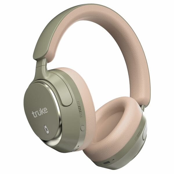 Buy truke Newly Launch Aura Bass Over The Ear Headphone with 50H of Playtime, 40mm Titanium Drivers, Dual Pairing Headset, 40ms Ultra Low Latency, ENC, Premium Design & Comfort (Olive Green) on EMI