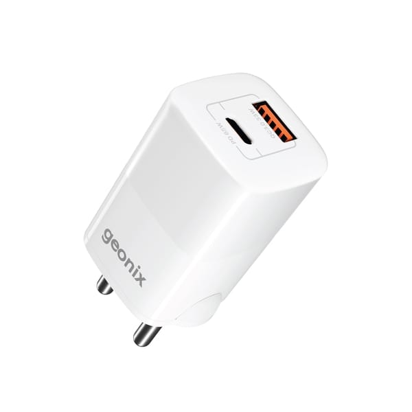 Buy Geonix Atomic G65, GaN Charger 65W | Dual Port USB & Type-C Fast Charging Adapter for iPhone 16–11 Series, iPad, Android, Laptop, Tablet, Power Bank (White) on EMI