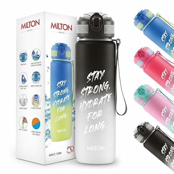 Buy MILTON Gen'Z 1000  Stay Strong Water Bottle 1 ltr-Black on EMI
