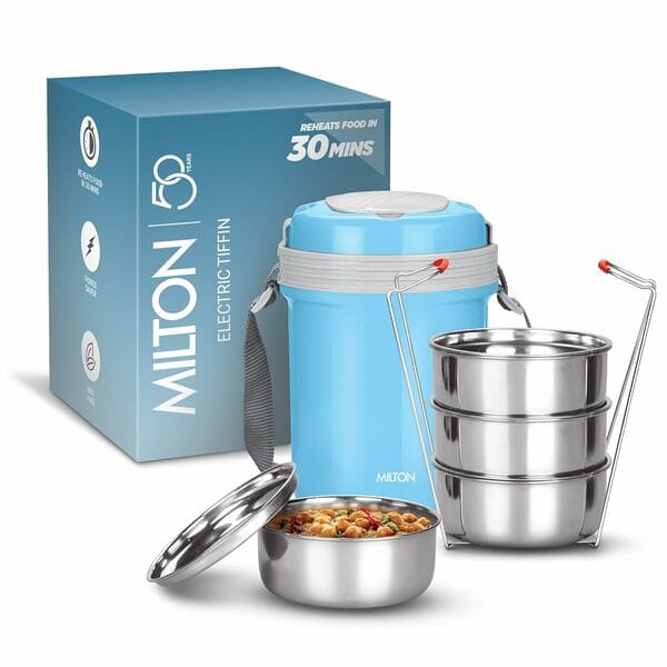 MILTON Electron 4 Portable Electric Lunch Box I Set of 4-Blue