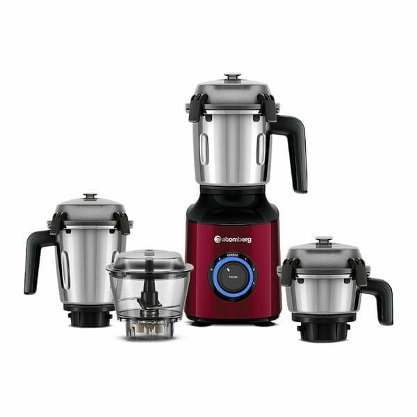 Buy Atomberg Zenova Mixer Grinder | Unique Coarse Mode for Silbatta-like Texture | Intelligent BLDC Motor | Safety Features | 4 Jars including Chopper | Hands-Free Operation (Red Wine) on EMI