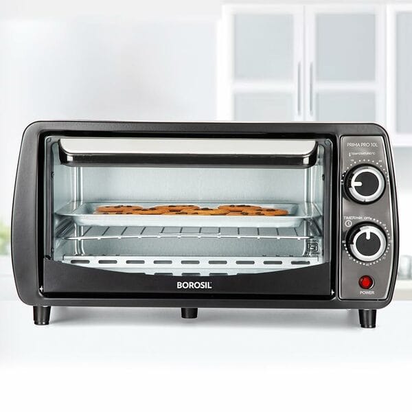 Buy Borosil Prima Pro 10 Litres Oven Toaster Griller | 800W Heating Element, Temprature Control, 0-60 min Timer | Pizza Oven, Cake Oven For Baking | 1 Year Warranty, Black on EMI