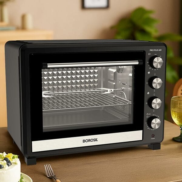 Buy Borosil Pro Plus 60L OTG | Made in India | Convection Oven Toaster Griller | 12 Stage Heating | Motorized Rotisserie | Double Glass Door | Adjustable Temperature & Timer | 2 Year Warranty on EMI