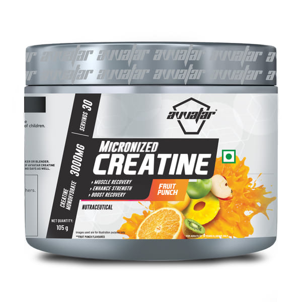 Buy Avvatar Creatine Monohydrate | Fruit Punch Flavour | 105gm |30 Servings on EMI