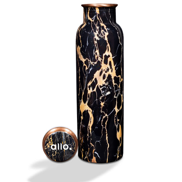 Buy Allo Pure Copper Water Bottle 1 Litre Copper Bottle | Alkaline and Anti Oxidant | 100% Leak Proof, Office, Gym Bottle, Modern Tamba Bottle for Adults, Best Gift for Diwali Black Natural Marble on EMI