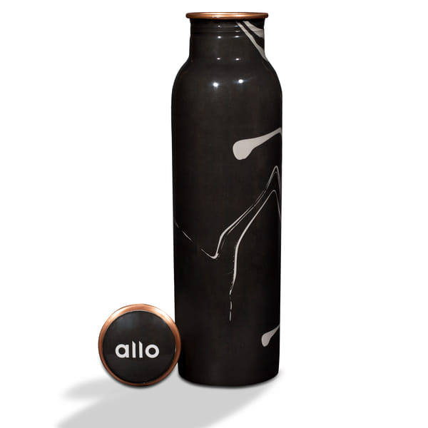 Buy Allo Pure Copper Water Bottle 1 Litre Copper Bottle | Alkaline and Anti Oxidant | 100% Leak Proof, Office, Gym Bottle, Modern Tamba Bottle for Adults, Best Gift for Diwali Black on EMI