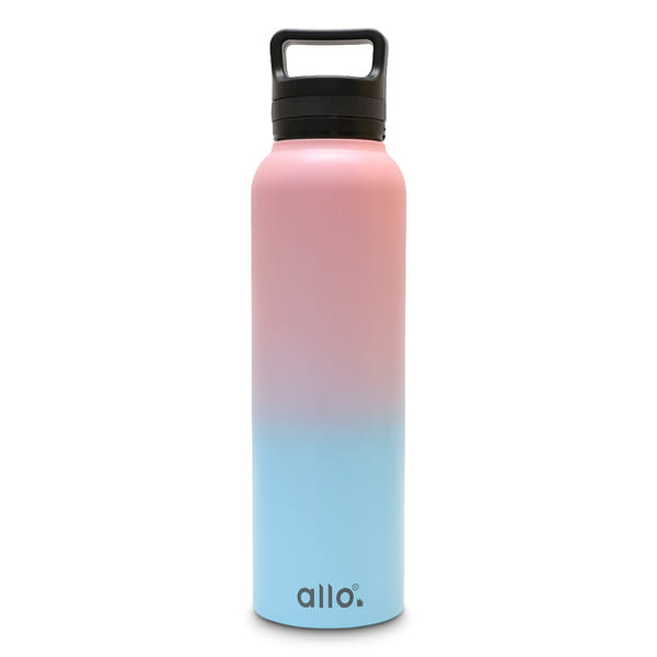 Buy Allo Stainless Steel Water Bottle For Adults, Kids 1 Litre Water Bottles For School, Office, Sports, Gym 1L Water Bottle For Men And Women, Light And Dark Blue Handle Cap, 1000ml Pink And Baby Blue on EMI