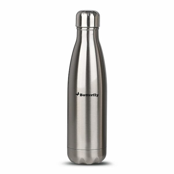 Butterfly Aura Z 500 ml Stainless Steel Vacuum Flask Rust Free | 24 Hours Hot & Cold | Wide Mouth | Lightweight | Leak Proof | Indoor, Outdoor Use | 1 Year Warranty | Silver