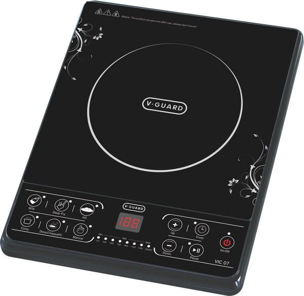 Buy V-GUARD 1600 W Induction Cooktop Push Button (Black, VIC 07 (1600 W)) on EMI
