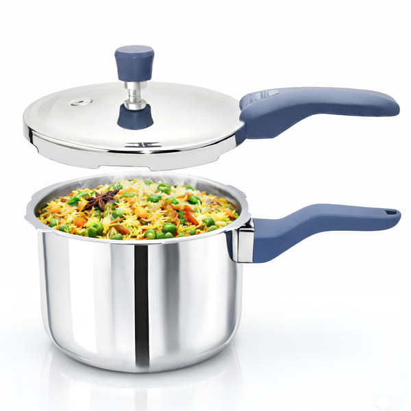 Buy Allo CookSafe 3 Litre Triply Stainless Steel Pressure Cooker, Naturally Non-Stick Outer Lid Pressure Cooker, Healthy Cooking, Gas and Induction Friendly, ISI Certified, 10 Year Warranty, Slate Blue on EMI