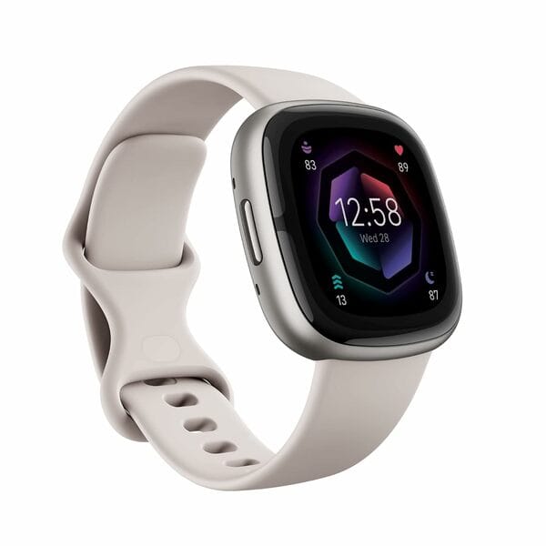 Buy Refurbished Fitbit Sense 2 (40mm, GPS Only) Lunar White Platinum Aluminium - White Platinum Band on EMI