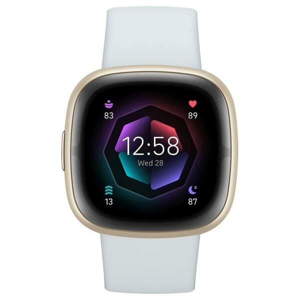 Buy Refurbished Fitbit Sense 2 (40mm, GPS Only) Pale Gold Aluminium - Blue Mist Band on EMI