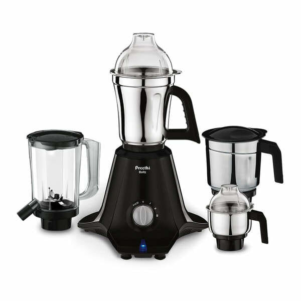 Buy Preethi Boltz Mixer Grinder for Kitchen | 4 Jars 1000 Watts Mixie| 3 Stainless Steel Jar & 1 Blender Jar for Milkshake, Smoothie, Puree - Black (MG-288) on EMI