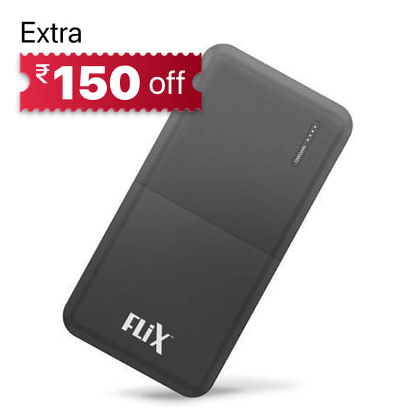 Buy Flix By Beetel 10000 mAh Power Bank (Fast Charging) 12W(Black, Lithium Polymer) on EMI