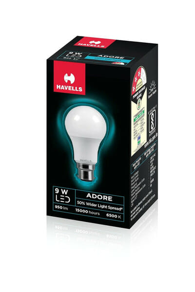 Buy Havells 9w LED Bulb for Home & Office ,B22 LED Bulb Base ,Cool Day White Light (6500K) ,4Kv Surge Protection ,High Voltage Protection ,Eco Friendly Energy Efficient , Pack of 1 on EMI