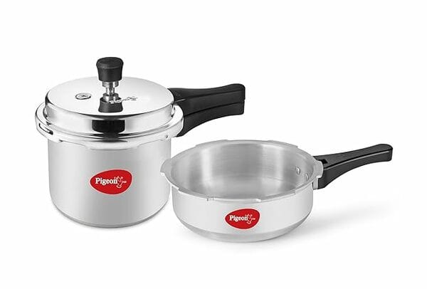 Buy Pigeon by Stovekraft Mini Combi Aluminium Pressure Outer Lid Cooker Set, 2 and 3 Litres with Common Lid (12610) - Silver (Combo) on EMI