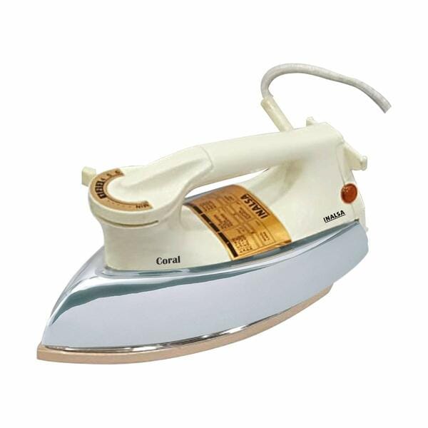 Inalsa CORAL 1000-Watt Electric Iron ISI Certified 2 Year Warranty (White)