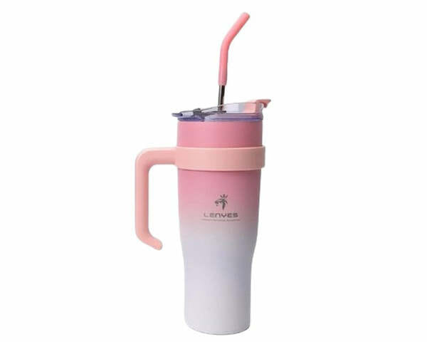 Buy Lenyes LWB 201 Premium Insulated Vaccum Bottle 1200ML with Straw and Leak-Proof Lid (Pink) on EMI