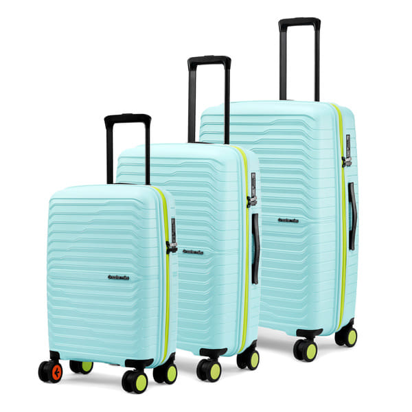 Buy Nasher Miles Cairo Hard-Sided Polypropylene Luggage Set of 3 | 55cm, 65cm & 75cm | 8 Wheels Small, Medium & Large Trolley Bag for Travel | Suitcase (Pastel Green & Neon) on EMI