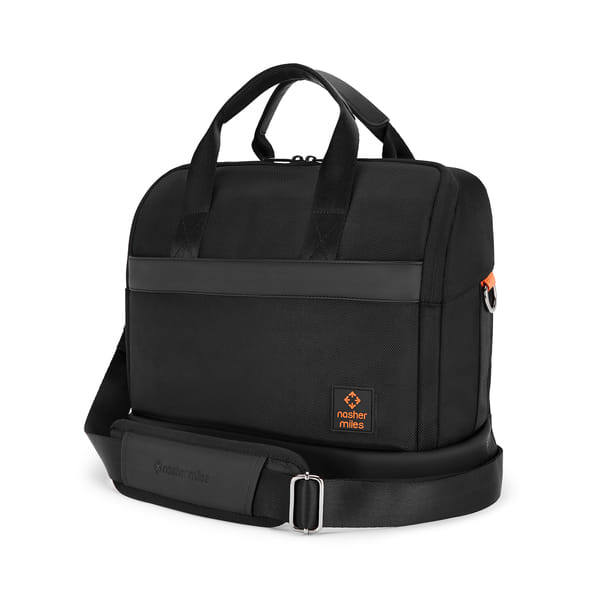Buy Nasher Miles Hudson Briefcase & Messenger Bag | Lightweight PU & Polyester with Adjustable Strap, Fits 15.6" Laptop | Ideal for Office & Travel | for Men & Women (Black) on EMI