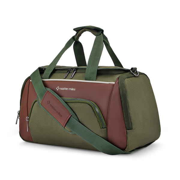 Buy Nasher Miles Pace Duffle Bag | 34L Polyester Carry-On Luggage | Travel Bag | Weekender Bag with Shoe Compartment | Ideal for Men, Women, Boys, Girls (Brown & Olive) on EMI
