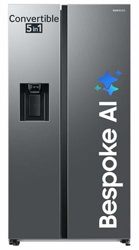 Buy Samsung 633 L, 3 Star, Frost Free, Double Door, Convertible 5-in-1 Digital Inverter, Side By Side Refrigerator with AI, WiFi & Water & Ice Dispenser (RS78CG8543S9HL, Silver, Refined Inox) on EMI