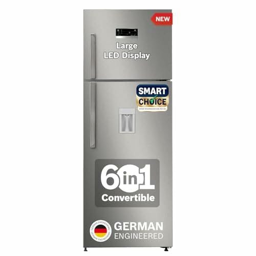 Buy Bosch Max Convert 368L, 3-Star, Inverter Frost Free Double Door Refrigerator With Water Dispenser (CTC39S03DI, 6-in-1 Convertible, VitaFresh Technology, 2 Cooling System, Shiny Silver) on EMI