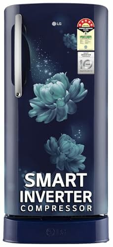 Buy LG 201 L 5 Star Inverter Direct-Cool Single Door Refrigerator (GL-D211HBCZ, Blue Charm, Base stand with drawer) on EMI