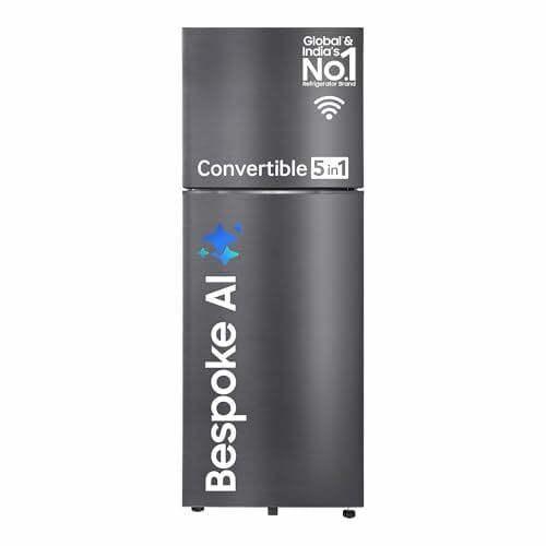 Buy Samsung 419 L, 3 Star, Convertible 5-in-1, Digital Inverter, Frost Free Double Door, Bespoke AI WiFi Enabled Refrigerator (RT45DG6A4DB1HL, Black Matte/Black DOI) on EMI