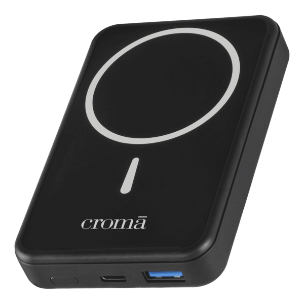 Buy Croma 10000 mAh 22.5W Fast Charging Power Bank (1 Type A & 1 Type C Ports, Aluminium Casing, Magsafe Compatible, Black) – A Tata Product on EMI