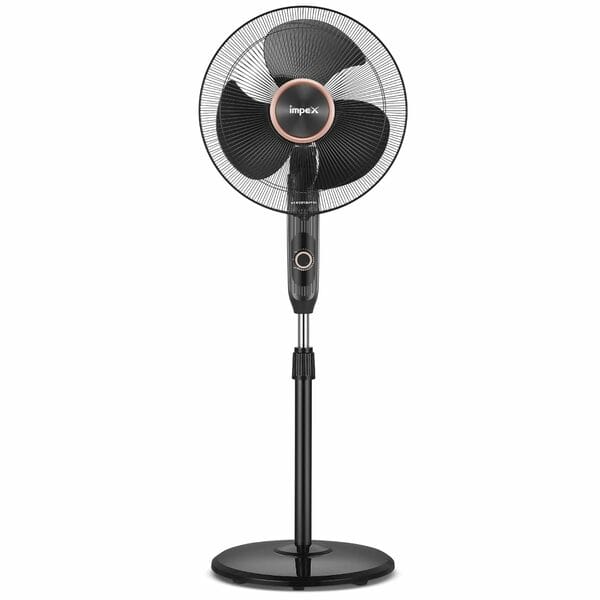 Impex 400 mm BLDC Pedestal Fan 60 Watts | 2100 RPM BLDC Motor | Customisable Tilt And Oscillation Control | Height Adjustable | Black