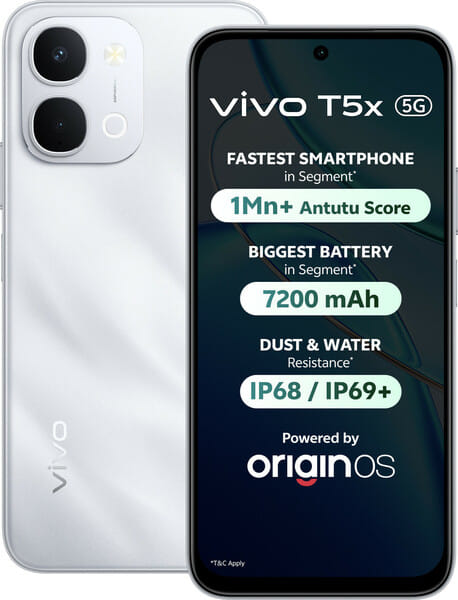 Buy Vivo T5x 5G (Star Silver, 128 GB) (8 GB RAM) on EMI