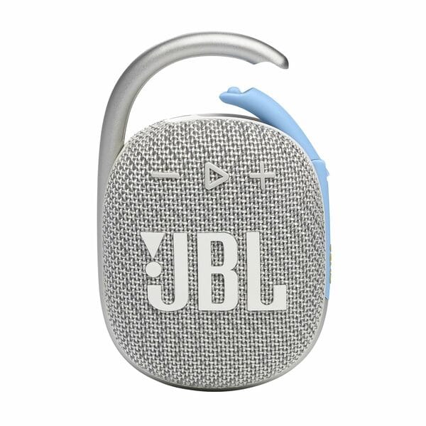 Buy JBL Clip 4 Eco - Ultra-Portable Waterproof and Dustproof Bluetooth Speaker, big audio & punchy bass, made with 90% post-consumer recycled plastic, Integrated carabiner, Up to 10 Hours of Play (White) on EMI