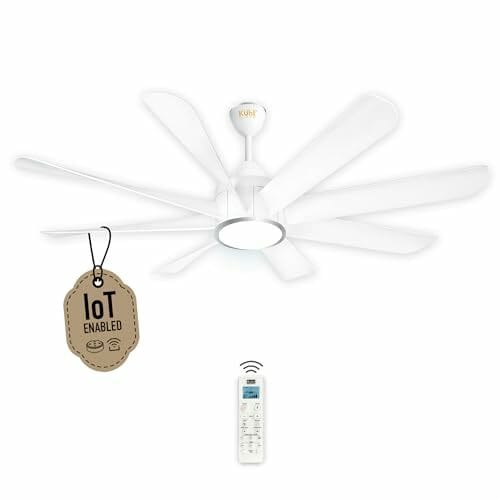 Buy KUHL Platin D8 1500 mm 65% Power Saving BLDC Ceiling Fan With Remote|Down Light|38W|BEE 5 Rated & ISI Marked|Low Noise|Iot -Marked|High Air Flow | 5 Year Warranty On Motor | White | Free Installation on EMI