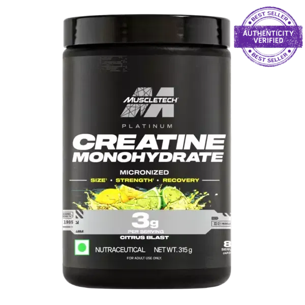 Buy MuscleTech Platinum Creatine Monohydrate Micronized Powder | 3 g Creatine per Serving | Improves Strength, Power & Muscle Recovery | Citrus Blast Flavour | 83 Servings (315 g) on EMI